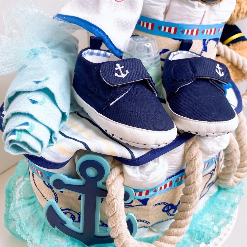 Nautical Captain Boat Diaper Cake, Baby Shower Gift